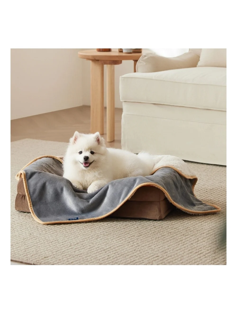 Bedsure Gray & Cream Reversible Sherpa Pet Blanket